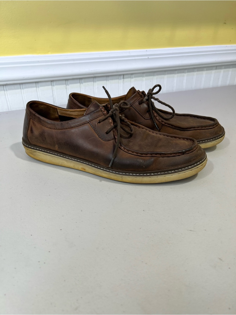 Men's Johnson and Murphy Brown Leather Casual Lace-Up Boat Shoes